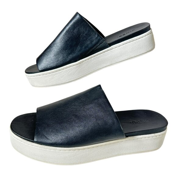 Vince Walford Platform Slide Black Sandals Size 11 Slip On - Picture 2 of 8